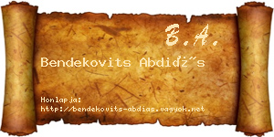 Bendekovits Abdiás névjegykártya